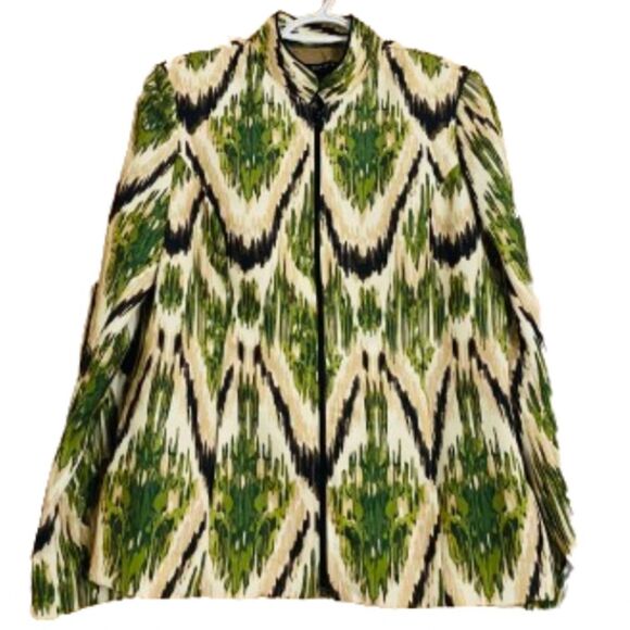 Preston & York Women’s Green Multi Zip Front Blazer Jacket Sz-10 - Picture 1 of 6